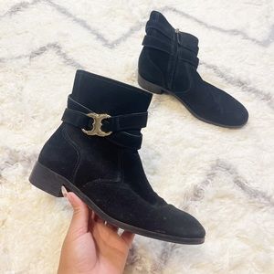 Tory Burch Ankle Boots Black Suede Shoes size 7